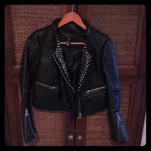 H&M size 8 faux leather biker jacket with studs